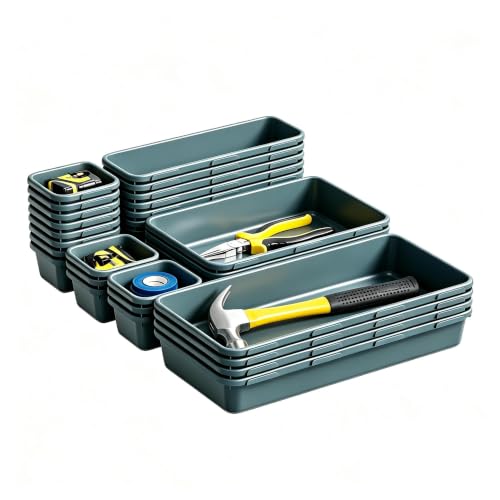 Gonice 30PCS Drawer Organizer Bins,Black Desk Drawer Organizer Tray