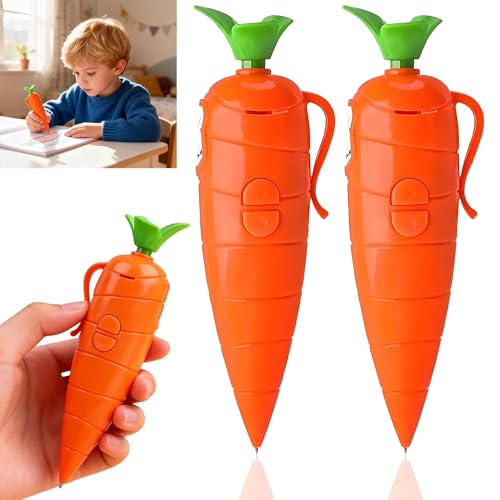 2 Stück Karotten Aufnahme Stift,Karotten Kugelschreiber,Lustiger Karotten Soundrekorder,Karottenförmiges Aufnahmegerät,Karotten Schreibwaren,Lustiges und kreatives Geschenk für Kinder, Schüler