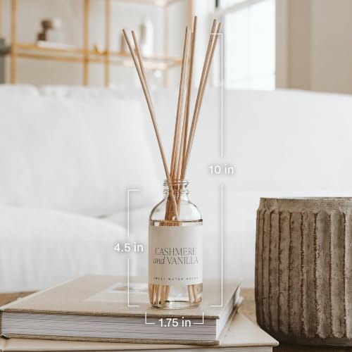 Image of Sweet Water Decor Non-Toxic Cashmere and Vanilla Reed Diffuser Set, Cashmere, Sandalwood, Milky Coconut, Bourbon Vanilla Scented Diffuser for Home, Light Fragrance, Made in the USA, 3.5 FL OZ