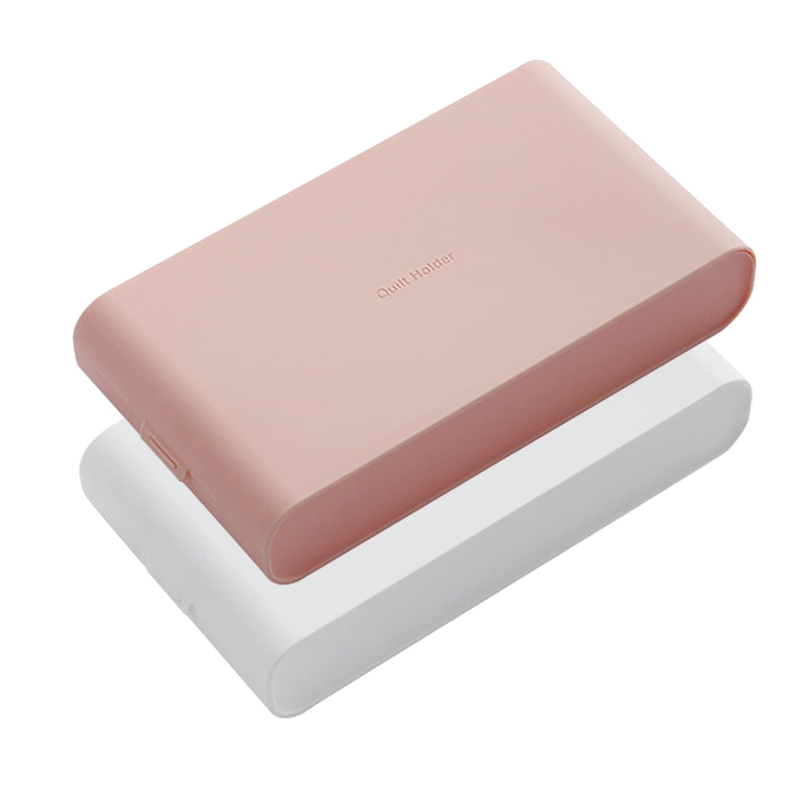 AXGO Face Mask Storage, 2 Pcs Portable Dust-proof Mask Case, Disposable Reusable Face Mask Storage Case Organizer with Lids Convenient Storage Face Mask Case Holder for Face Mask Keys (White+Pink)