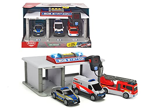 Dickie Toys SOS Station, Rettungsstation, Parkhaus für Polizei, Feuerwehr & Rettungsdienst, Notruf Zentrale mit Mikrofon… – Bild 6