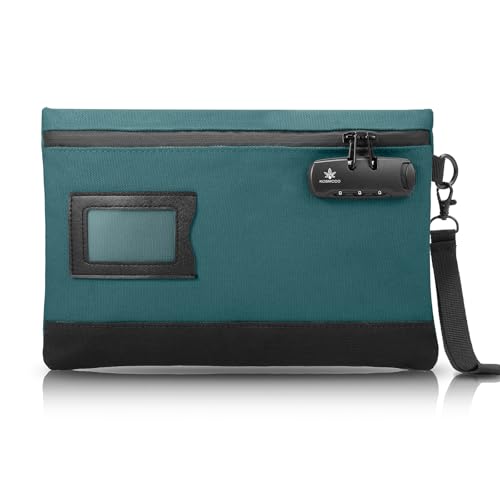 Image of KOSMCCO Money Bag with Lock, 11.8 x 7.9 Inches Durable Canvas Cash Bag Bank Bag for Cash