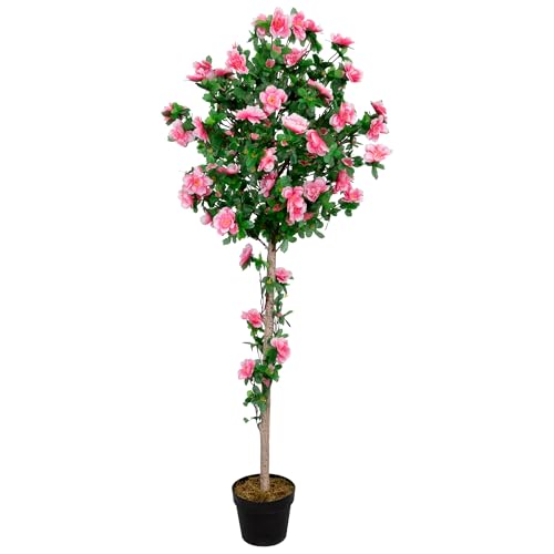 Northlight 54,5 'decorativa en maceta artificial verde de Azaleas en flor, color rosa