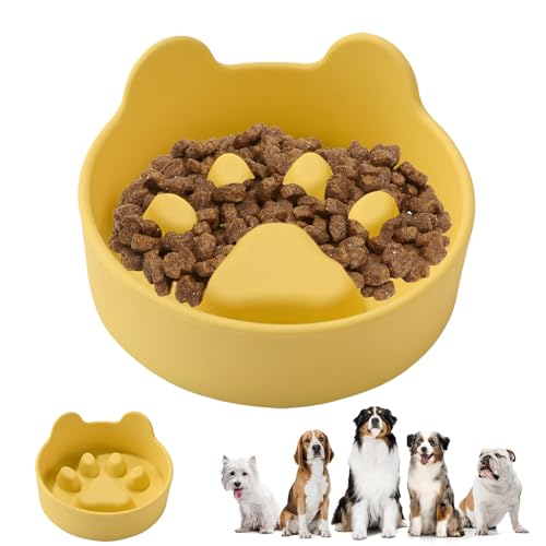 犬用フードボウル スローフィーダー | ペットの安全を守るチョーキング防止食器 | 小型犬から大型犬猫用シリコン滑り止めエサ入れ