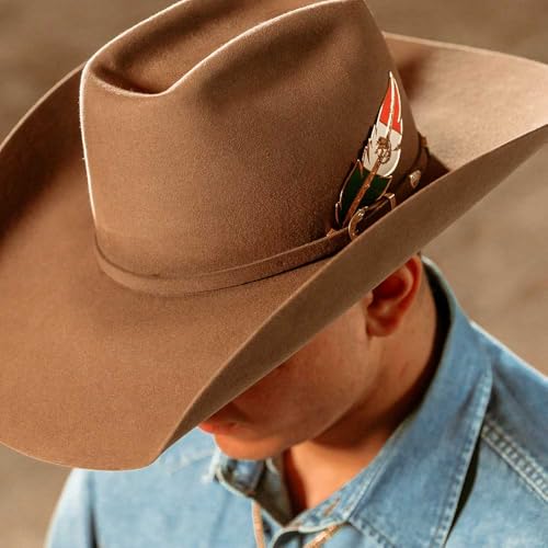 Image of Montana Silversmiths Hand Painted Western Lifestyle Cowboy Hat Band Feather