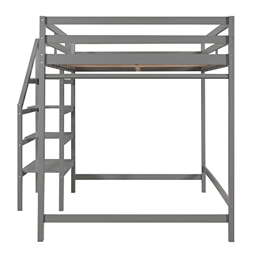 Softsea Full Loft Bed With Hanger And Stairs High Wood Loft Bed For Kids Adults #TOP7