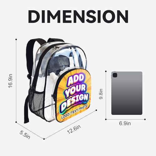 Personalized Clear Backpack with Photo, Custom Transparent Backpack Monogram Heavy Duty With Buckle for Kids for College Workplace Stadium,School Stadium Events Team Gifts for Women Men4