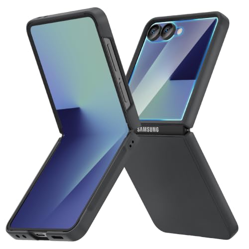 Image of Ruky for Z Flip 8 Case, with Built-in Screen Protector, Black | Support Wireless Charging Hard PC Ultra-Thin Full Body Protective Phone Case for Samsung Galaxy Z Flip 8, Black