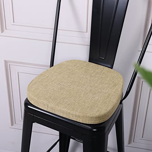 Baibu 14X14 Inches Metal Chairs Cushions With Ties Set Of 4, Non-Slip Metal Dining Chair Pads Kitchen Chair Cushions With Machine Washable Cover - 4 Cushions Only (Natural Linen, 14X14X1.5In) #TOP2