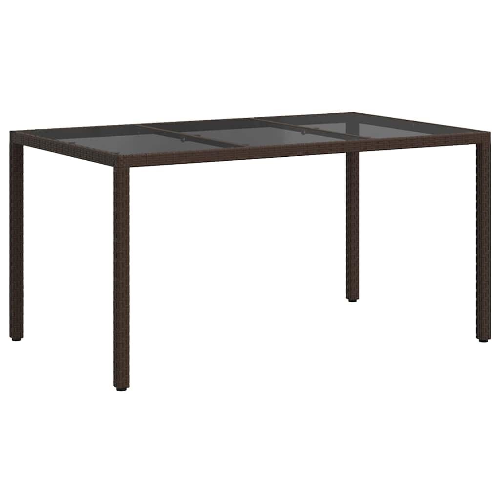 Tavolo da giardino marrone in polyrattan, 150 x 90 x 75 cm, resistente alle intemperie, facile da pulire, robusto, stabile, per terrazza, balcone, giardino, cene, barbecue e feste all'aperto