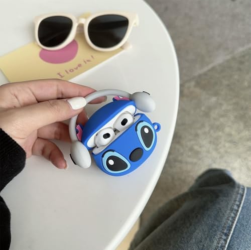 Image of FLORICAN 3D Case for Apple Airpods 4 (2024) Cute Design Suitable ONLY for AirPods 4 / AirPods 4 ANC with Shockproof Full Protection (White Cat) (Blue Eyes)