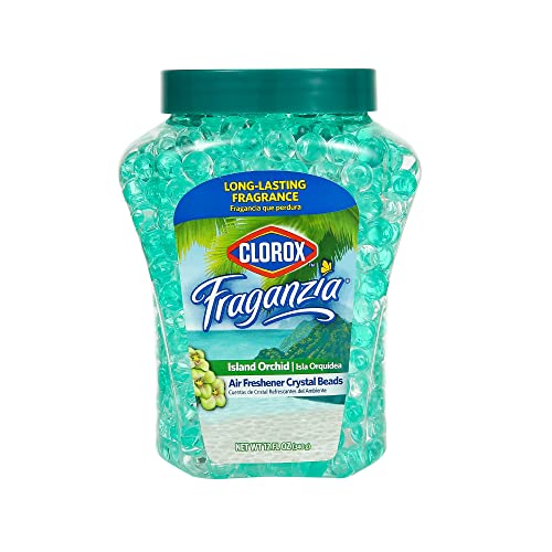 Image of Clorox Fraganzia Crystal Beads Air Freshener | Long-Lasting Air Freshener Beads | Gel Beads Air Freshener in Island Orchard Scent for Home, Bathroom, or Car, 12 Oz - 6 Pack