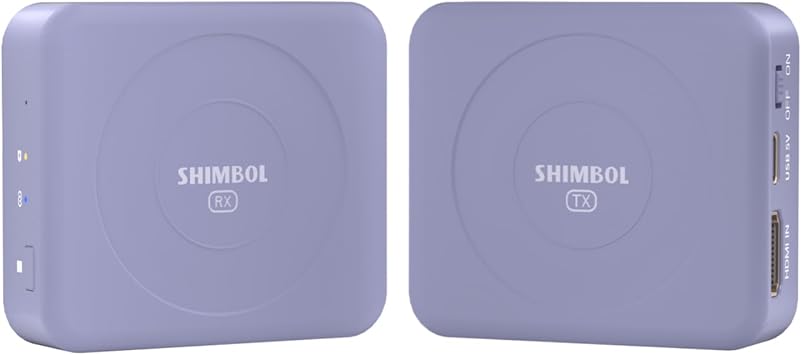 SHIMBOL Wireless Video Transmission System,HDMI Input Transmitter and Receiver for Phones and Cameras with 2000mAh Built-in Battery/492ft Transmission Range/60ms LatencyPurple