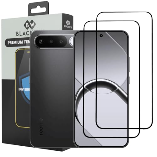 Image of Blackwik Premium Tempered Glass Screen Protector for Realme 16 5G with Edge-To-Edge Protector Coverage | Easy Installation Kit (Black) (Pack Of 2)