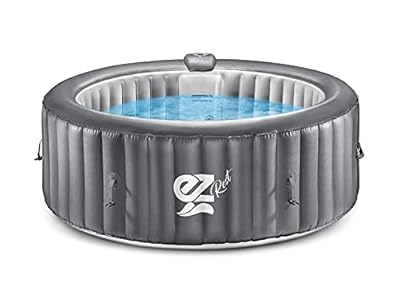 SereneLife Outdoor Portable Hot Tub - 82'' x 25'' 6-Person Round Inflatable Heated Pool Spa with 130 Bubble Jets, Filter Pump, Cover, LED Lights, and Remote Control