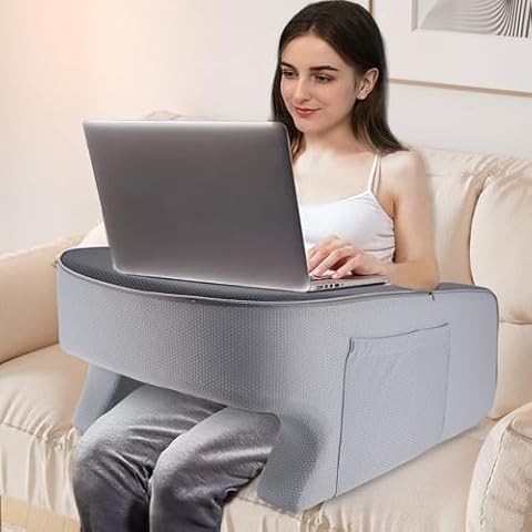 Reading Pillow for Gaming - Soft Lap Desk Pillow for Laptop, Extra Large Arm Rest Pillow for Adult, Memory Foam Lap Pillow for Working Reading Crocheting Playing Steam Deck Switch, for Couch Bed Sofa Cover