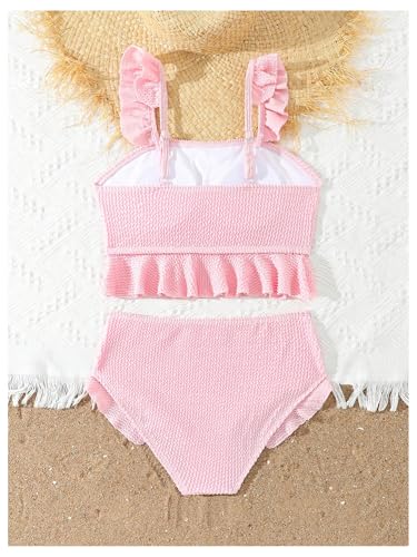 Image of Floerns Girl's 2 Piece Bathing Suit Ruffle Trim Summer Bikini Swimsuit