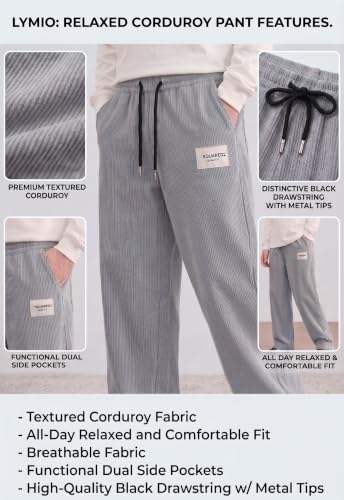 Image of Lymio Junior's Pants for Boys | Relaxed Fit Casual Baggy Corduroy Trousers | Boys Wide Leg Streetwear (SSK-08-10)