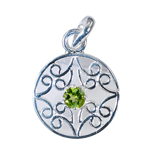 Pendentif péridot argent 925 femme bijou vert rond de créateur