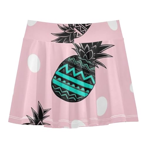Tropical Pineapple Leaf Tennis Skirts for Kids Breathable Girls Skorts Athletic Shorts Flowy Skirt 4t2