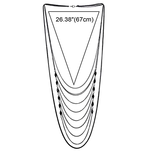 Coolsteelandbeyond Black Statement Necklace Waterfall Multi-Strand Chains With Crystal Beads Charms Pendant, Dress Prom #TOP2