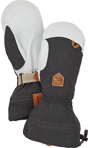 Hestra Guantes unisex de piel de patrulla militar Gauntlet Mitt negro/gris 9
