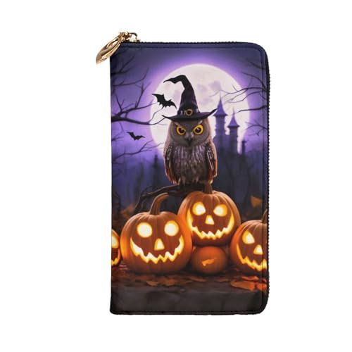 Halloween Owl Ghost Womens Long Wallet Purse,Pu Leather Clutch Bag With Zip Card Holder Case Credit Coin Wallets2
