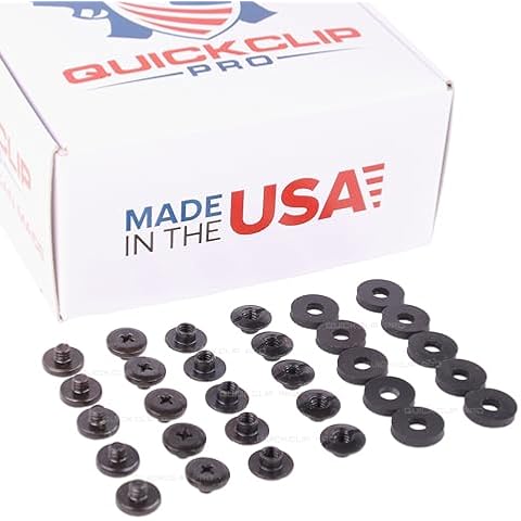 Black Chicago Screws 4, 10 or 20 Pack Kit - 1/8 Inch by QuickClip Pro, Flat Head Thru-Hole Machine Screw Fasteners, w/Rubber Washers for Kydex Leather Holster Sheath Crafting .125" Premium USA (20) Cover