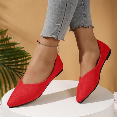 Women's Comfortable Slip On Casual Shoes Low Heel Ballet Flat Pointed Toe Versatile Everyday Wear3