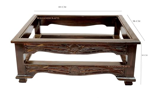 Image of Wooden 5 Seater Sofa Set with Table | Solid Wood Sofa 3+1+1 Dark Walnut Finish | Traditional Design Furniture for Living Room, Home, Office