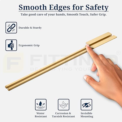 Image of Goldcrest 62cm Handle for Wardrobe & Cabinet /Cupboard Handle /Wardrobe Handle /600mm Hole to Hole (PVD Gold) Pack of 2 (Left - Right)-| 3 Years Warranty |