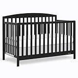 Dream On Me Odelle 5-in-1 Convertible Full-Size Baby Crib in Matte Black, GreenGuard Gold & JPMA Converts to Toddler, Day & Full-Size Bed Sustainable Pinewood, 3 Mattress Heights