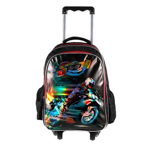 Mochila Infantil com Rodinha Motocross Yins Kids, 17 polegadas