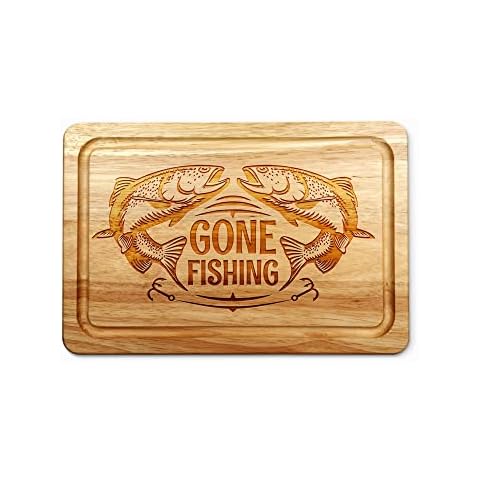 Gone Fishing Personalised Wooden Chopping Board Cover