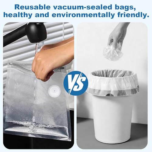 Image of Vacuum Sealer Bags with Air Valve,8 PCS 10 inchx11 inch Reusable Vacuum Seal Bags,BPA-Free Heavy Duty Food Storage Bags for Food Storage, Cooking