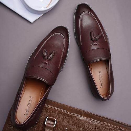Image of LOUIS STITCH Men's Rosewood Shoes Tassel Style Comfortable Moccasins for Men (RGMCPLTA) (Size-8UK)