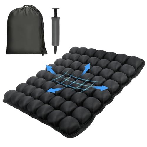 WurodBiza Professional Comfortable 3D Travel Seat Cushion, Air Inflatable Pressure Relief Seat Cushion Optimal Support for Long Sitting