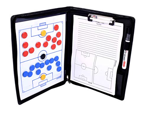 SAS SPORTS Coaches Foldable Football Tactic Board Coaching Board Folder with Zipper Closure