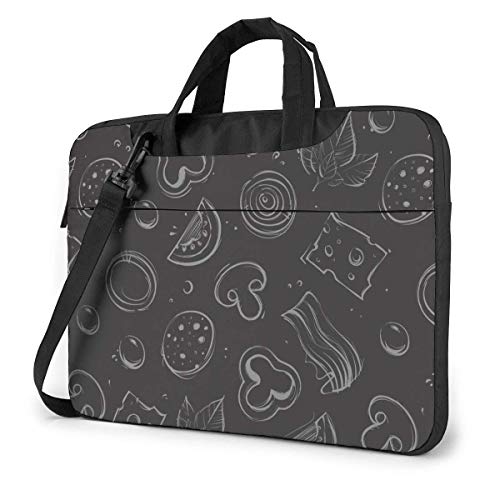Herren Damen Laptop-Taschen Computer-Umhängetasche für die Schule Business TravellingPizzaa Zutaten mit Pilzen Toast 14inch