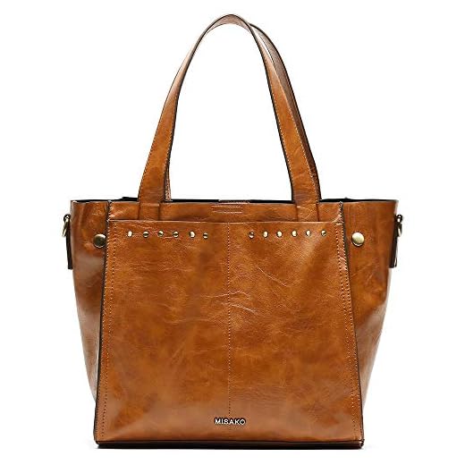 MISAKO Bolso Shopper Parca | Bolso Shopper para Mujer, Tamaño Medio, Diseño Cuadrado, Color Camel, 12x31x27 cm