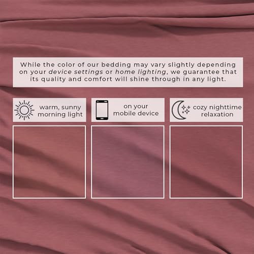 Image of Great Bay Home Cotton Jersey Knit Full Sheet Set - Ultra-Soft, Stretchy, Heathered Melange Bed Sheets - Cozy, Soft T-Shirt Sheet & Pillowcase Set (Heathered Dusty Rose)