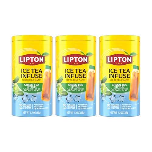 Image of Lipton Ice Tea Infuse Green Tea Citrus Cold Brew Tea Bags for On-The-Go or At Home 10 Tea Bags (Pack of 3)