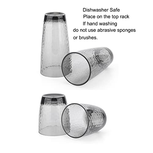 Koxin-Karlu Hammered 15-Ounce And 26-Ounce Plastic Tumbler Acrylic Glasses, Set Of 8 Smoky Grey #TOP4