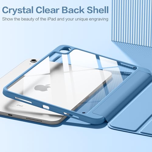 Image of Wenlaty Compatible with iPad A16 11th Generation Case 11 Inch 2025, for iPad 10th Generation Case 10.9 Inch 2022 with Pencil Holder, Trifold Stand Protective Clear Back Shell, Auto Wake /Sleep,Bluemist