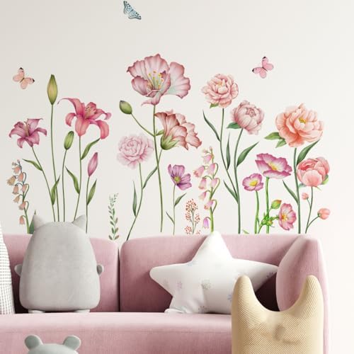Amazon.com: Runtoo Large Flower Wall Decals Colorful Floral Wall ...