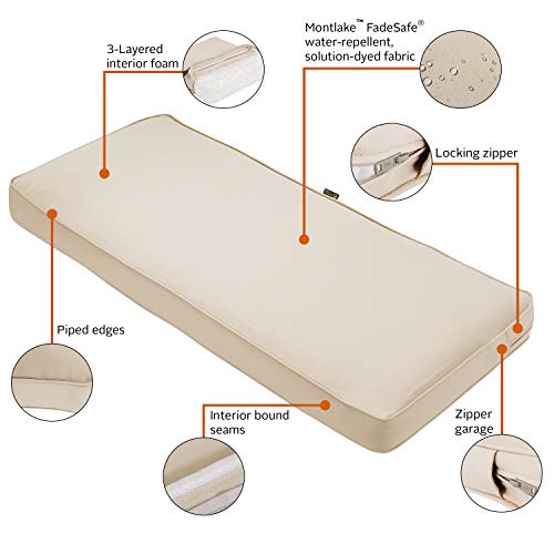 Classic Accessories Montlake Fadesafe Fadesafe Water-Resistant 42 X 18 X 3 Inch Patio Bench/Settee Cushion, Antique Beige, Patio Loveseat Cushion #TOP3