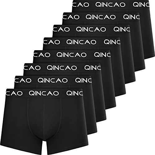 QINCAO Boxershorts Herren Retroshorts 5er-Pack/8er-Pack Unterhosen Männer Unterwäsche Baumwolle, QC-ZH01, 8 X Schwarz, 3XL