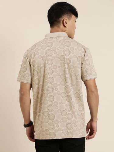 Image of JOVEN Mens Printed Polo Neck Half Sleeve Regular Fit Mercerised Cotton T-Shirt