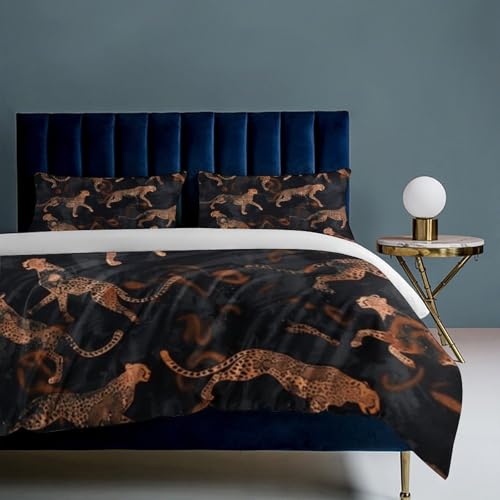 Linge de lit léopard en microfibre anti-plis avec fermeture éclair invisible - 8