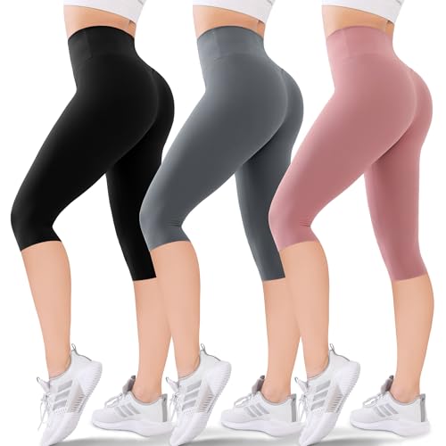 Blisset Calça capri feminina com bolsos na altura do joelho, calça capri de cintura alta, shorts de